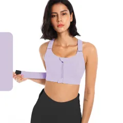 Front Zipper Seamless Bra Push Up Bras For Women Plus Size Bra Lingerie Wireless Sleep Underwear Sport Active Women Bra - Purple - View 1