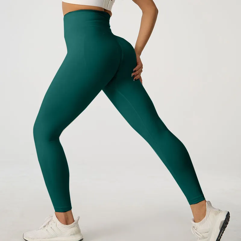 Autumn And Winter Peach Hip Yoga Trousers Sports Cycling Pants - Green