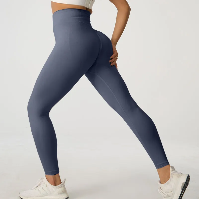 Autumn And Winter Peach Hip Yoga Trousers Sports Cycling Pants - Navy Blue