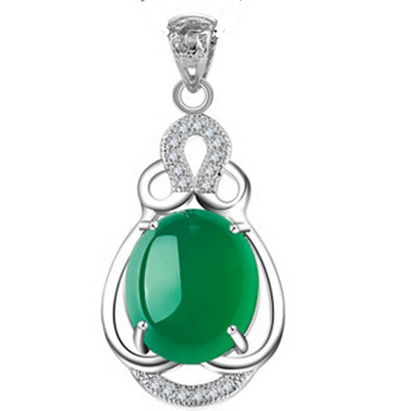 925 sterling silver green chalcedony pendant necklace fashion silver jewelry jewelry accessories sales ladies generous
