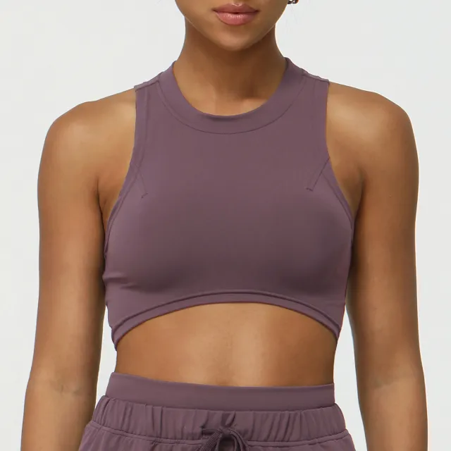 Women's Short Cropped Sports Shockproof Vest Bean Paste Purple - Shop at LoveMi