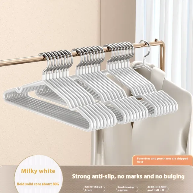 Clothes Hanger Non slip Household Anti Shoulder Angle Clothes Hanger Iron 85G Widened Extra Thick Cream - Shop at LoveMi