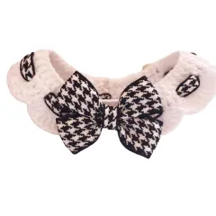 Winter Knitted Pet Collar And Neck - Black Houndstooth - View 1