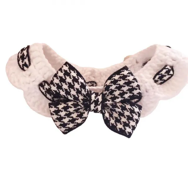 Winter Knitted Pet Collar And Neck Black Houndstooth - Shop at LoveMi