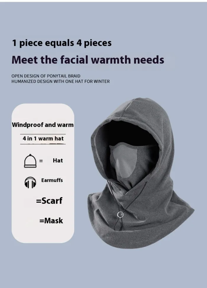 Winter Fleece Balaclava Hood, Windproof Face Mask and Neck Warmer for Skiing, Cycling and Snow Shoveling - detail photo 1