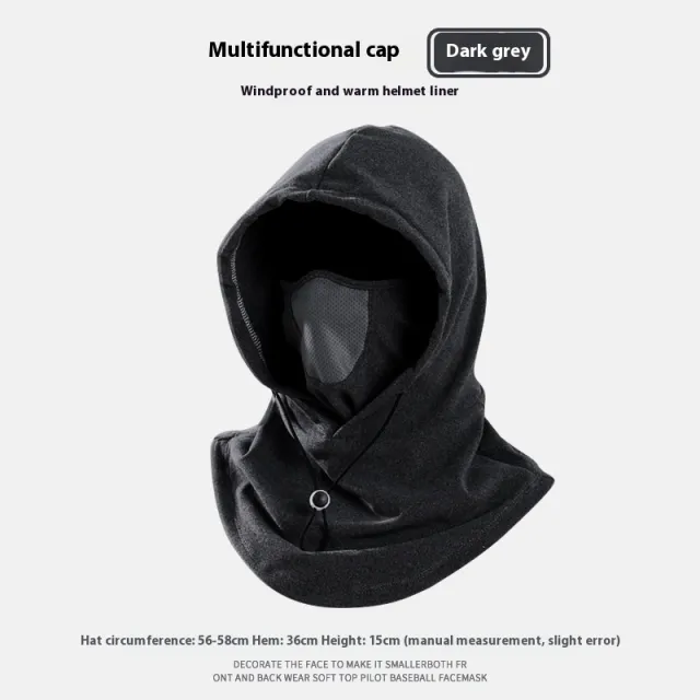 Winter Thermal Fleece Scarf Ski Face Mask Neck Warmer Hood Hat Windproof Cold Warm Riding Cap Sports Outdoor Dark Gray - Shop at LoveMi