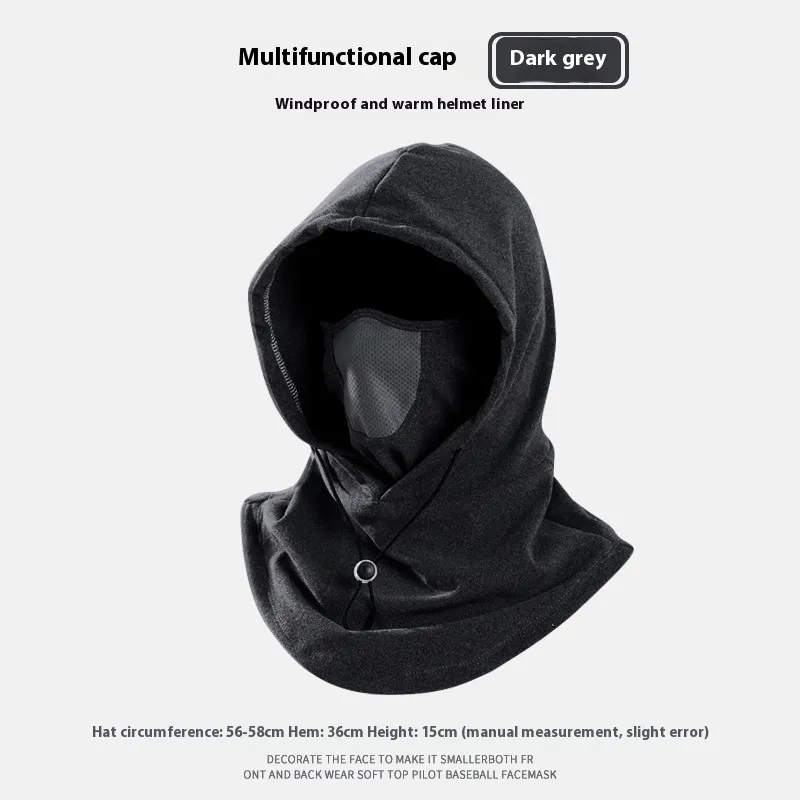 Winter Thermal Fleece Scarf Ski Face Mask Neck Warmer Hood Hat Windproof Cold Warm Riding Cap Sports Outdoor - Dark Gray