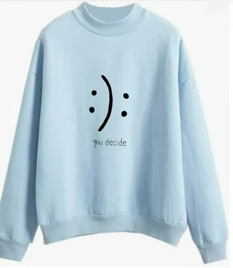 Women's Versatile Casual Printed Pullover Hoodie - Sky Blue