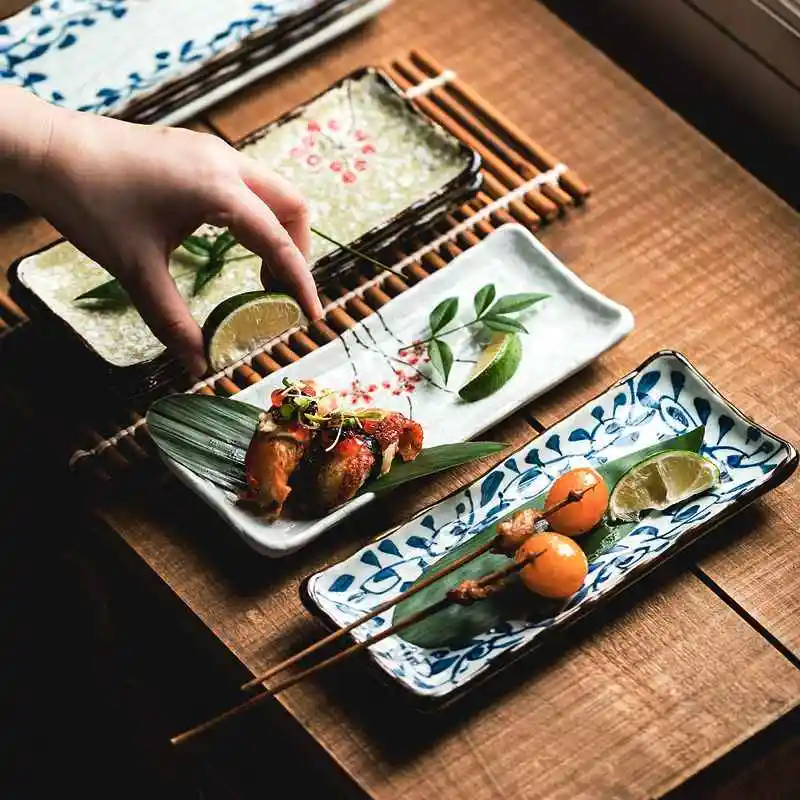 Barbecue Plate Rectangular Sushi Ceramic Plate