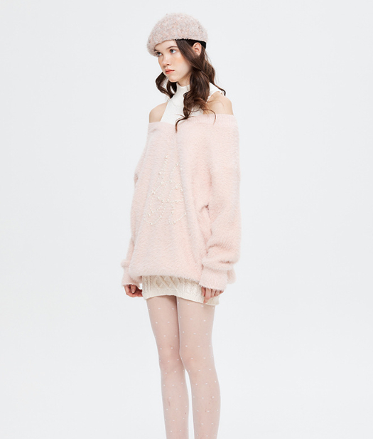 American-style Sweet And Spicy Fake Two-piece High Collar Long Hair Imitation Marten Women