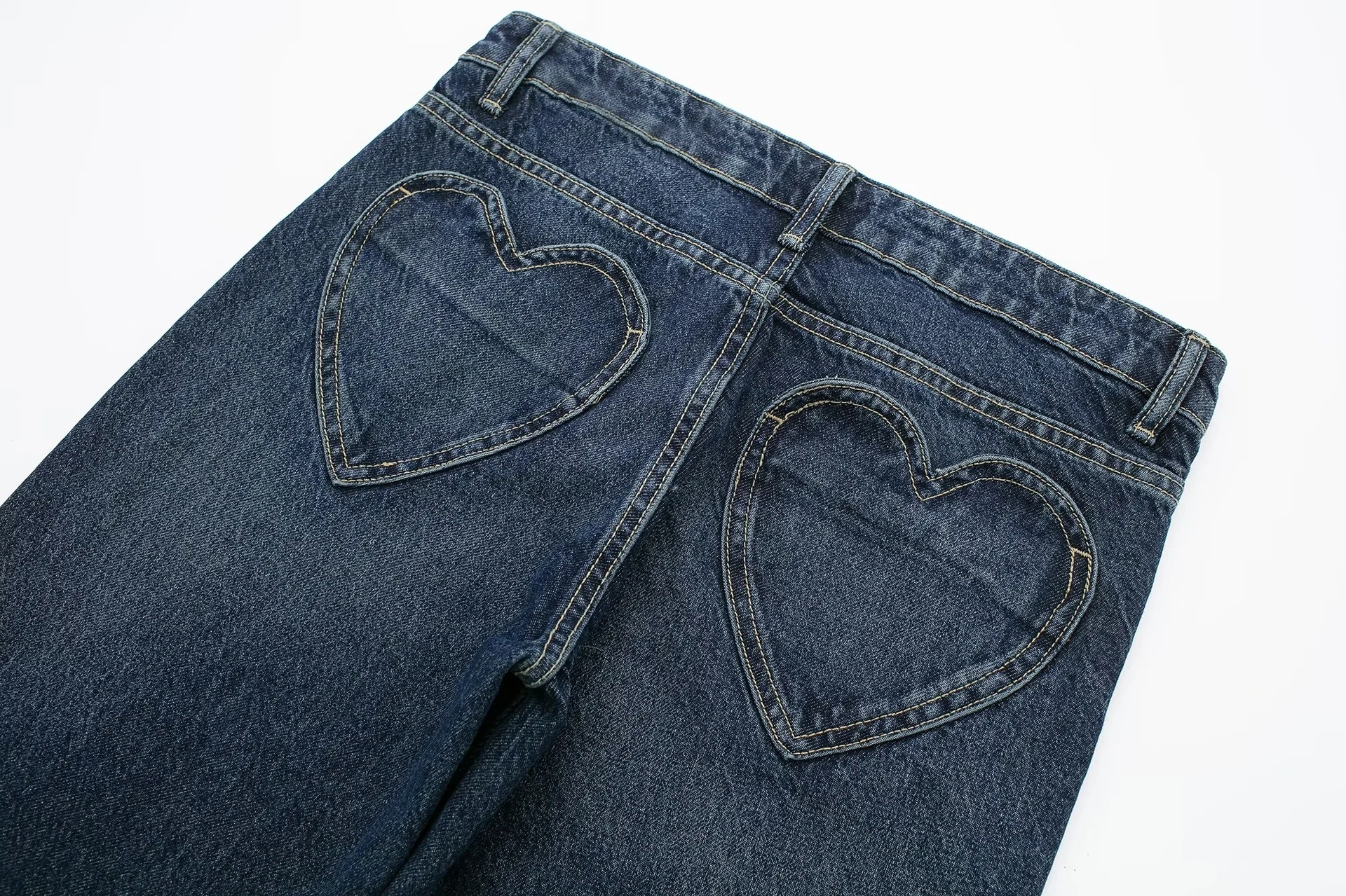 Title 9, Heart-shaped Pocket Straight Mid-waist Jeans, d...