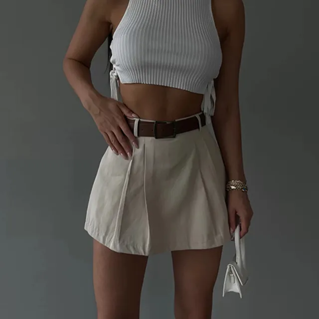 Women's Fashion Solid Color High Waist Skirt White - Shop at LoveMi