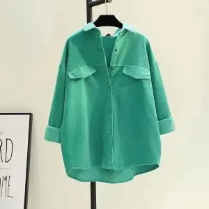 Heavy Double Pocket Shirt Jacket Cardigan Fruit Green - Shop at LoveMi