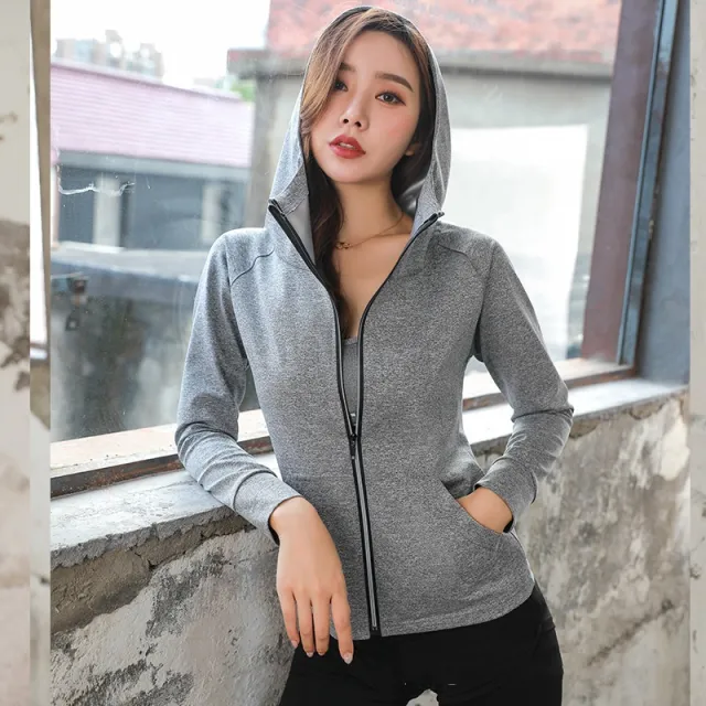 Violent Sweat Suit Women's Running Sports Fitness Yoga Wear Coat Light Gray - Shop at LoveMi