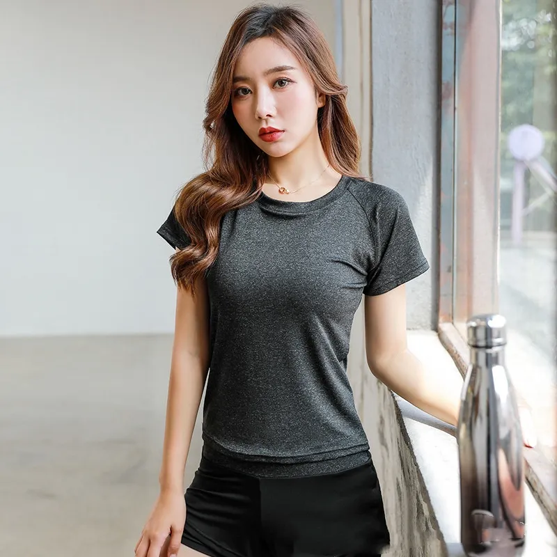 Violent Sweat Suit Women's Running Sports Fitness Yoga Wear - Short Sleeve Dark Gray