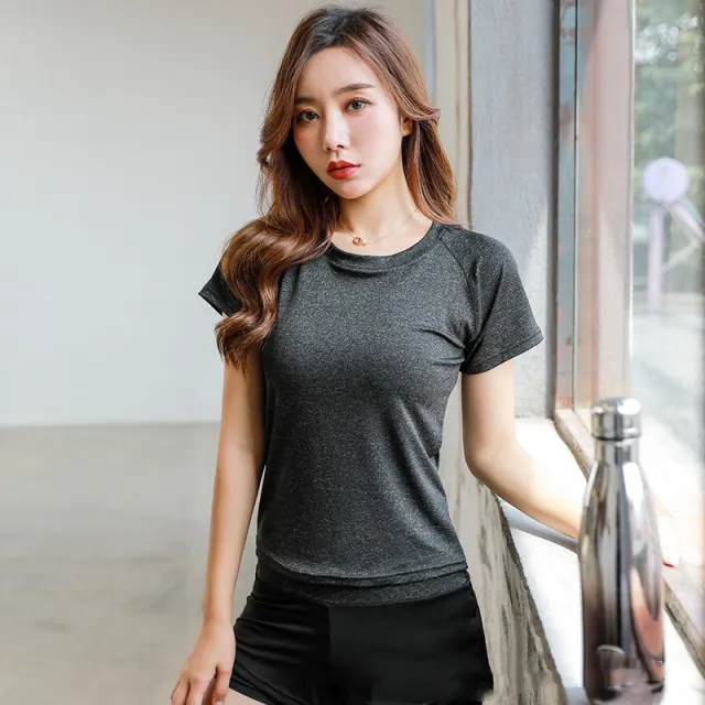 Violent Sweat Suit Women's Running Sports Fitness Yoga Wear Short Sleeve Dark Gray - Shop at LoveMi