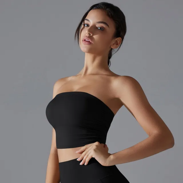 New Solid Color Chest Wrap Yoga Clothing Top Black - Shop at LoveMi