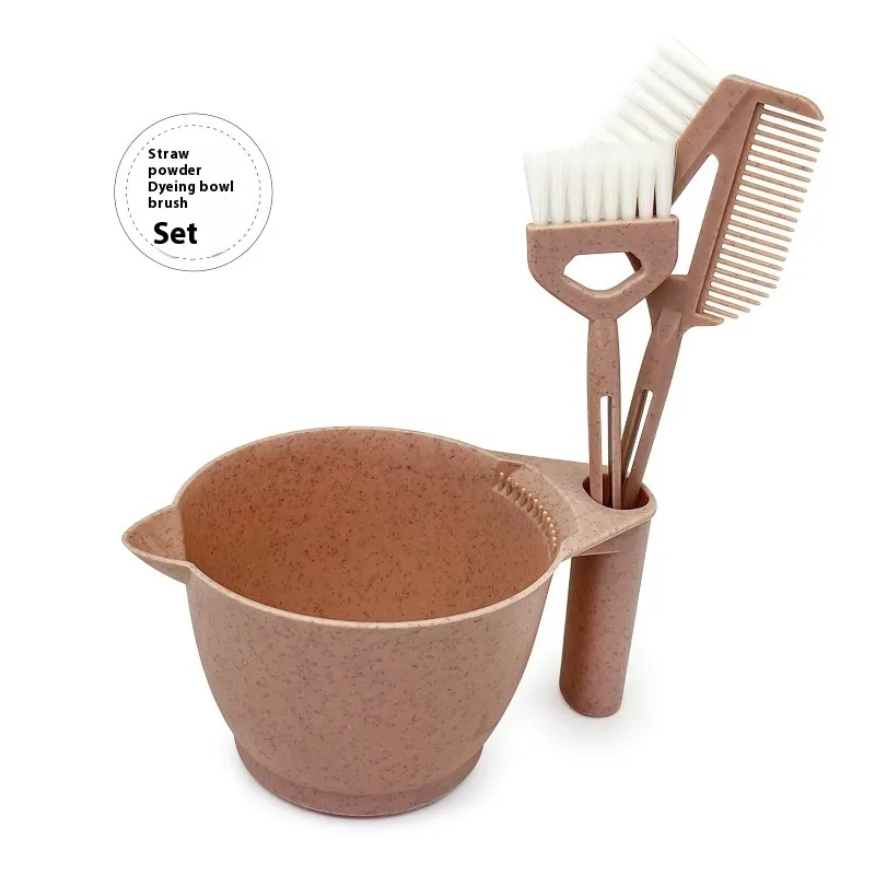 Hair Dye Straw Bowl Brush Set - Straw Pink Suit