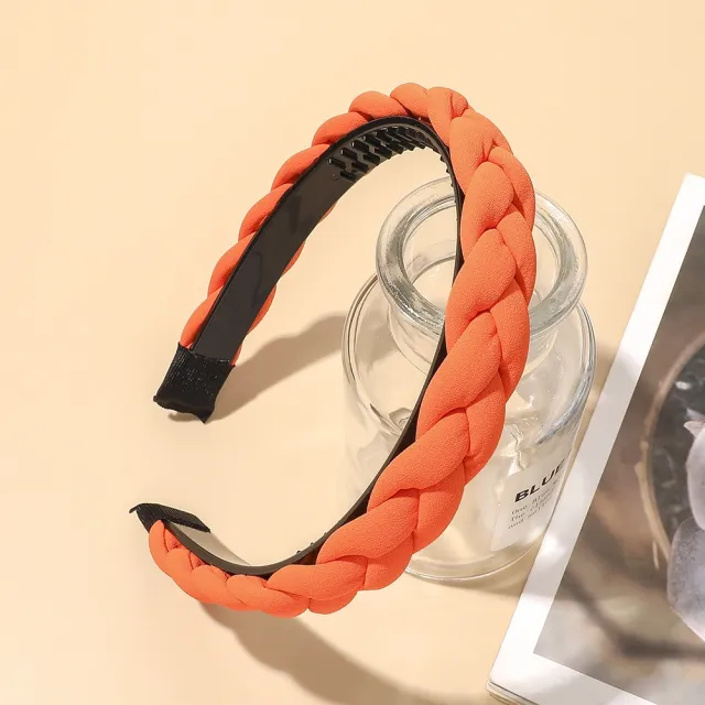 Spring Toothed Dough twist Style Plaits Headband Simple Non slip Orange - Shop at LoveMi