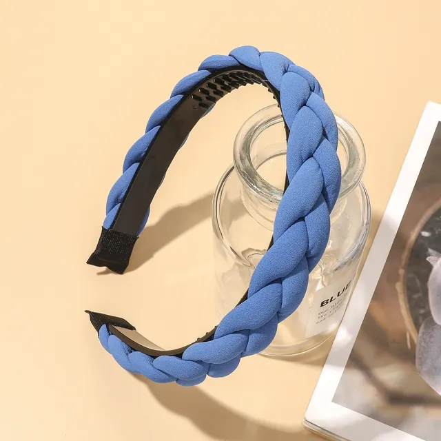 Spring Toothed Dough twist Style Plaits Headband Simple Non slip Sapphire Blue - Shop at LoveMi