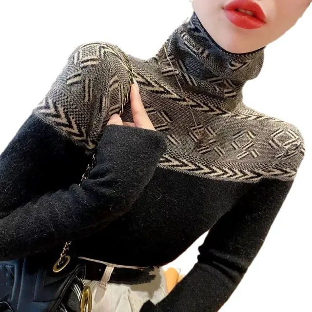 Fashion High Collar Bottoming Shirt Sweater For Women Black - Shop at LoveMi