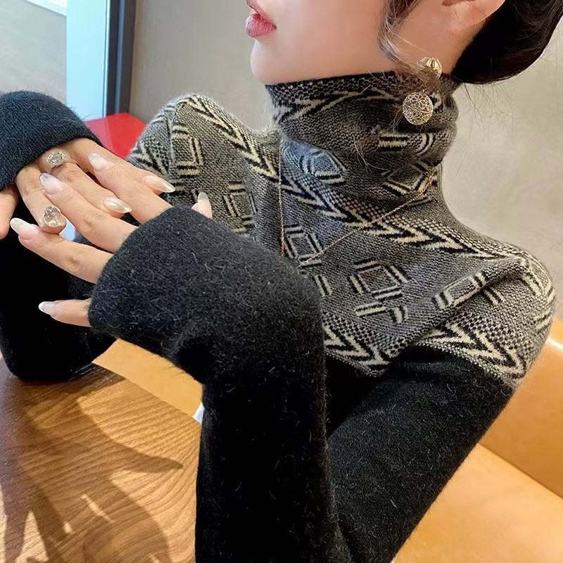 Fashion High Collar Bottoming Shirt Sweater For Women