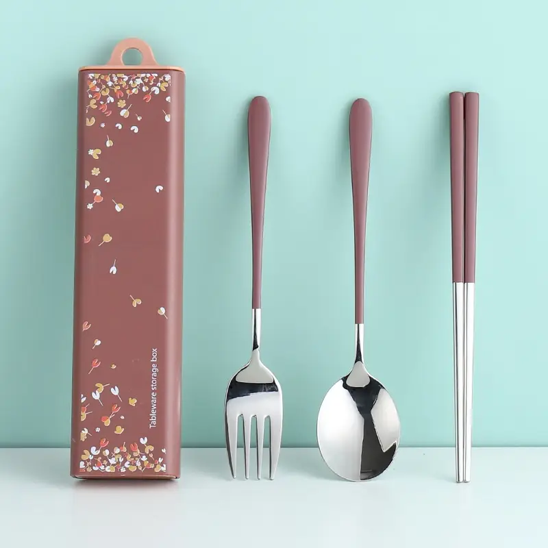 Stainless Steel Korean Style Chopstick Spoon Storage Box Set