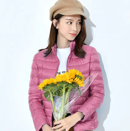 Lightweight Thickened Thermal Slim Fit Korean Style White Duck Down Fashionable Jacket Pink - Shop at LoveMi