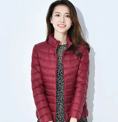 Lightweight Thickened Thermal Slim Fit Korean Style White Duck Down Fashionable Jacket - Wine