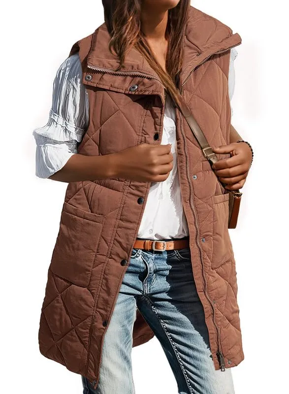 Vest Slim Fit Temperament Coat Top For Women - Brown
