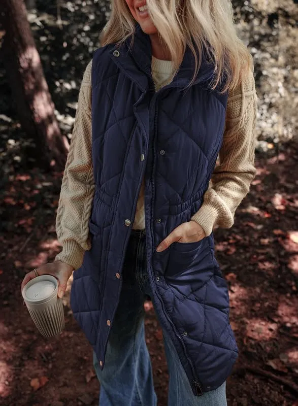 Vest Slim Fit Temperament Coat Top For Women Dark Blue - Shop at LoveMi