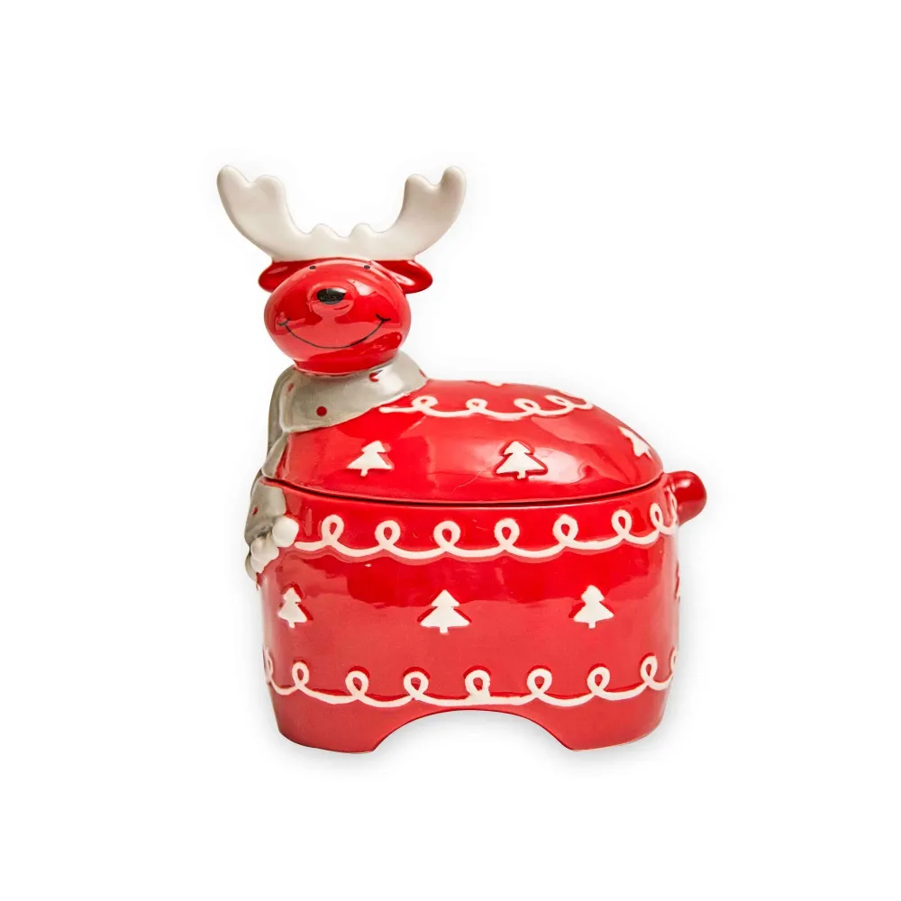 Ceramic Pot Creative Elk-shaped Candy Storage Tank - Red Deer