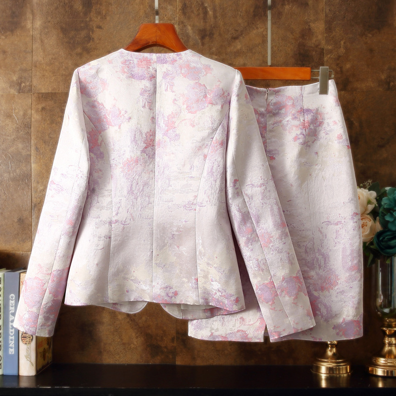 Fashion Women's Coat Suit Skirt Two-piece Set