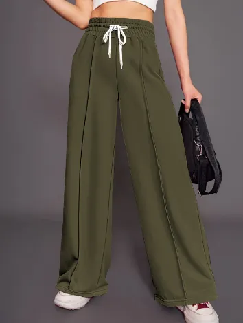 Outdoor Dance Leisure Loose fitting Wide leg Trousers Army Green - Shop at LoveMi