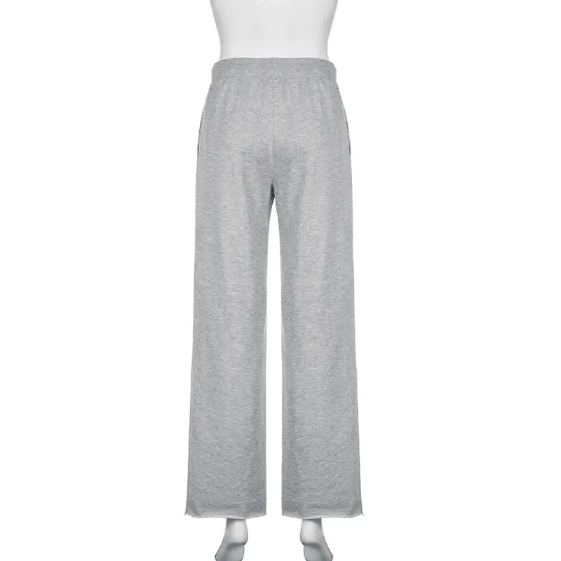 American Style Solid Color Elastic Lace Straight Sweater Pants
