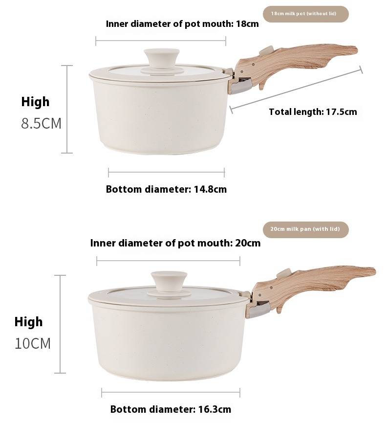 BEYONDARY Removable Non-Stick Cookware Set – Medical Stone Frying Pan and Milk Pot