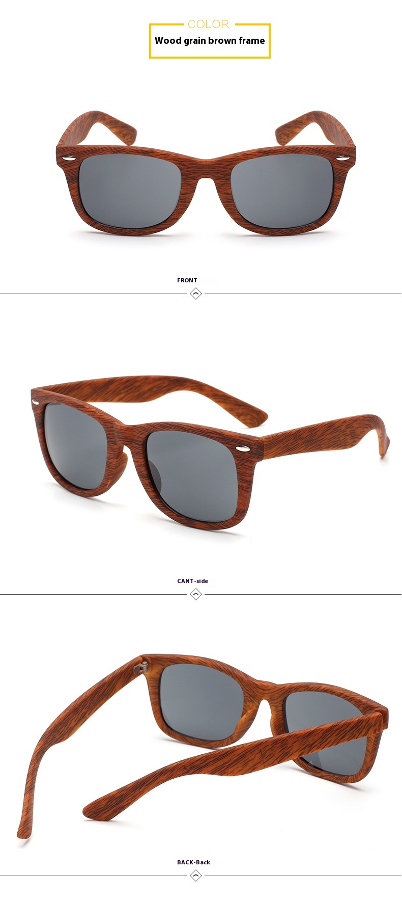 Title 4, Gafas de sol Retro Rice Nail con efecto madera,...