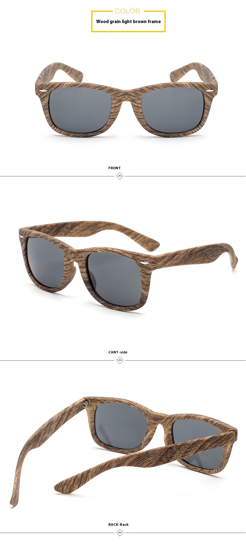 Title 5, Gafas de sol Retro Rice Nail con efecto madera,...