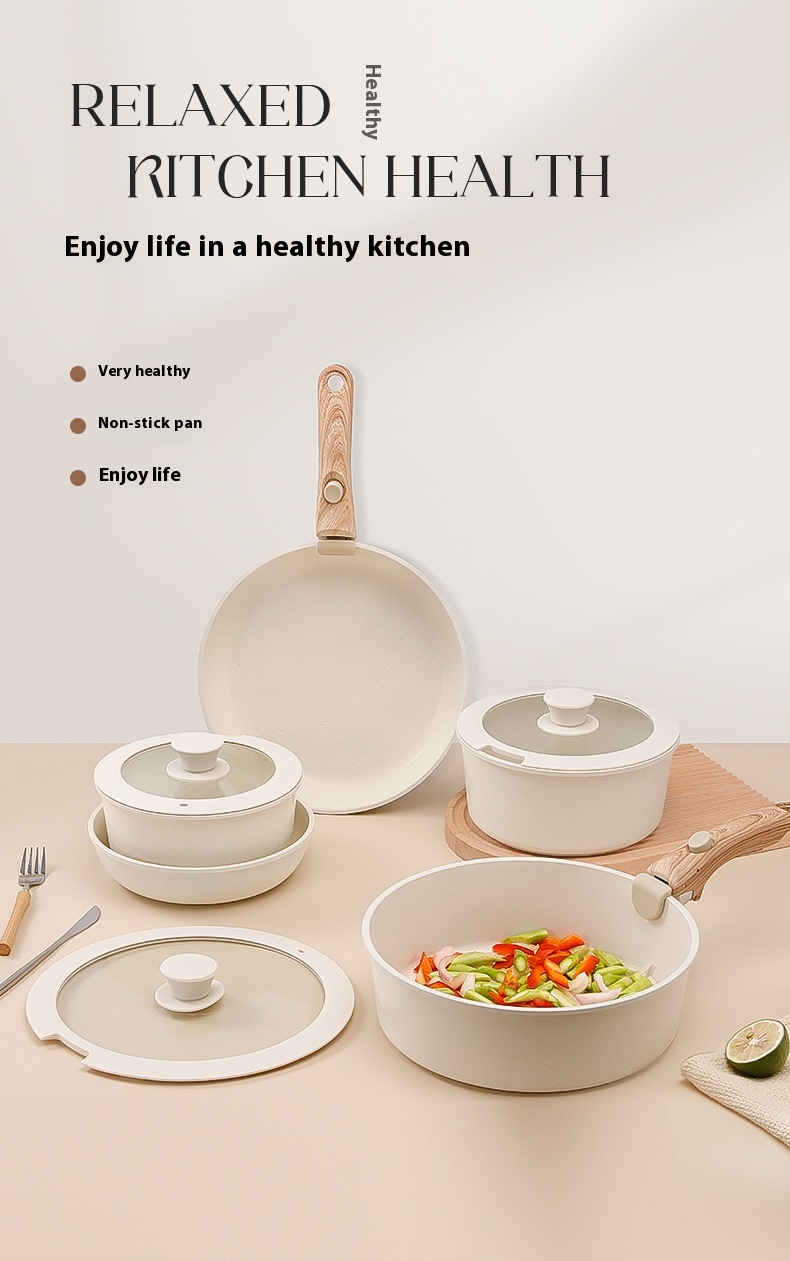 BEYONDARY Removable Non-Stick Cookware Set – Medical Stone Frying Pan and Milk Pot