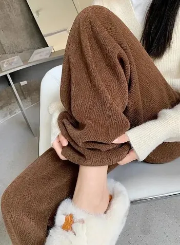 High Waist Drape Black Straight Loose Casual Pants Trousers Coffee - Shop at LoveMi