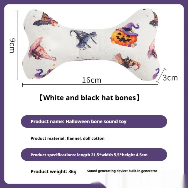 Voice Pet Halloween Bone Toy White And Black Hat Bones - Shop at LoveMi