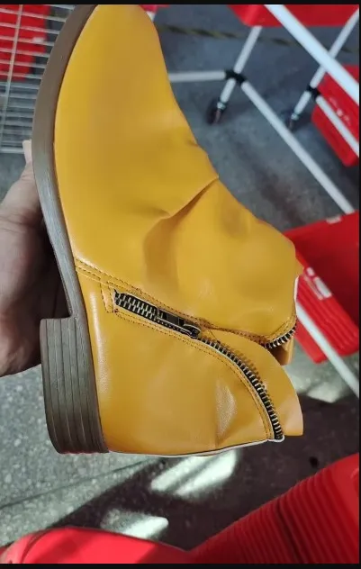 Side zipper martins for women's leather boots Yellow - Shop at LoveMi