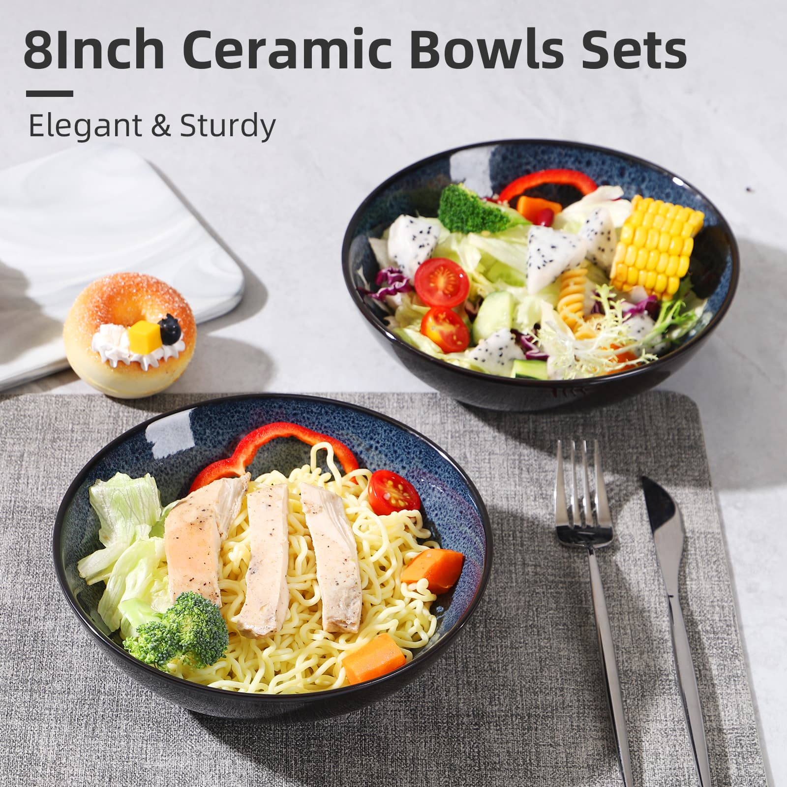 Creative Western Kiln Change Peacock Blue Bowl 30oz Bowl Set Of 4 For Cereal, Salad, Pasta, Soup, Dessert, Serving Dishwasher, Microwave And Oven - 7