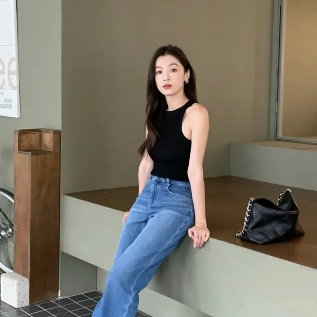 Black Halter Knitted Vest Short Sleeveless Top Black - Shop at LoveMi