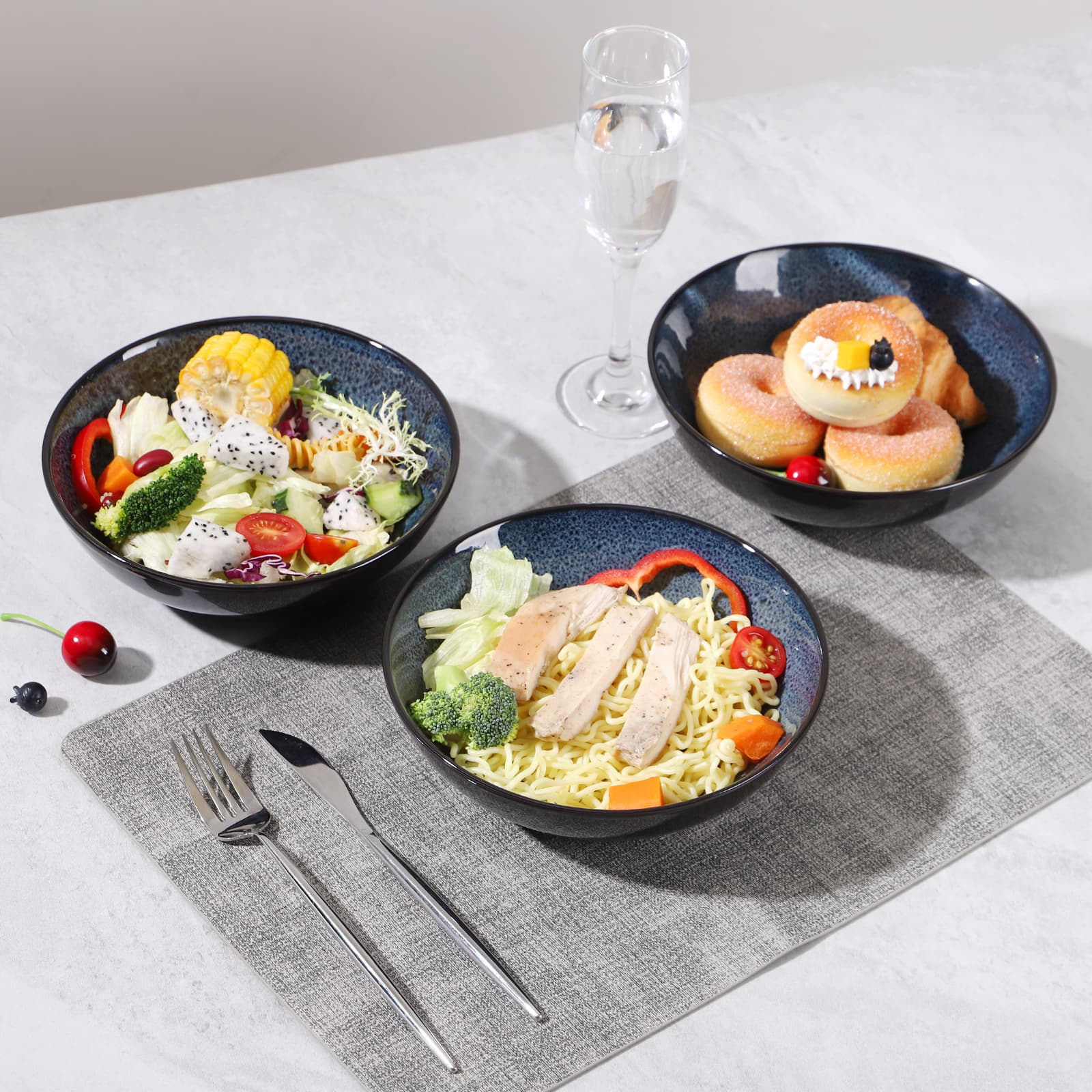 Creative Western Kiln Change Peacock Blue Bowl 30oz Bowl Set Of 4 For Cereal, Salad, Pasta, Soup, Dessert, Serving Dishwasher, Microwave And Oven - 4