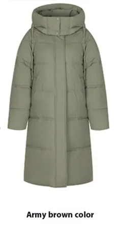Long Over The Knee Thickened Hooded Jacket - Green - View 1