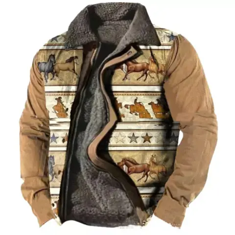 Thickened Side Seam Pocket Casual Zipper Loose Wolf Cotton