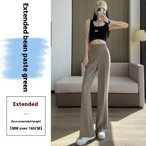 Women's High Waist Slimming And Straight Casual Wide Leg Pants - Wheat Chestnut Extended-L