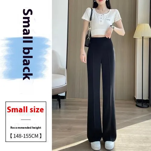 Women's High Waist Slimming And Straight Casual Wide Leg Pants Black Small Man - Shop at LoveMi