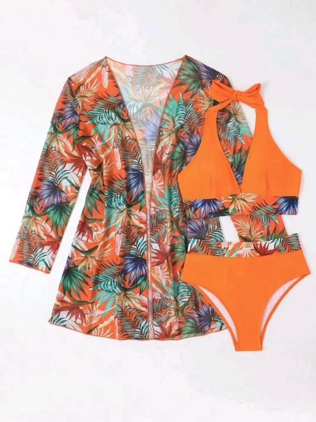 Title 21, New Bikini Mesh Three-piece Printed Swimsuit